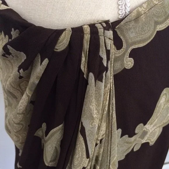 J Peterman Brown Silk Sarong Maxi Skirt 12 - Picture 4 of 11